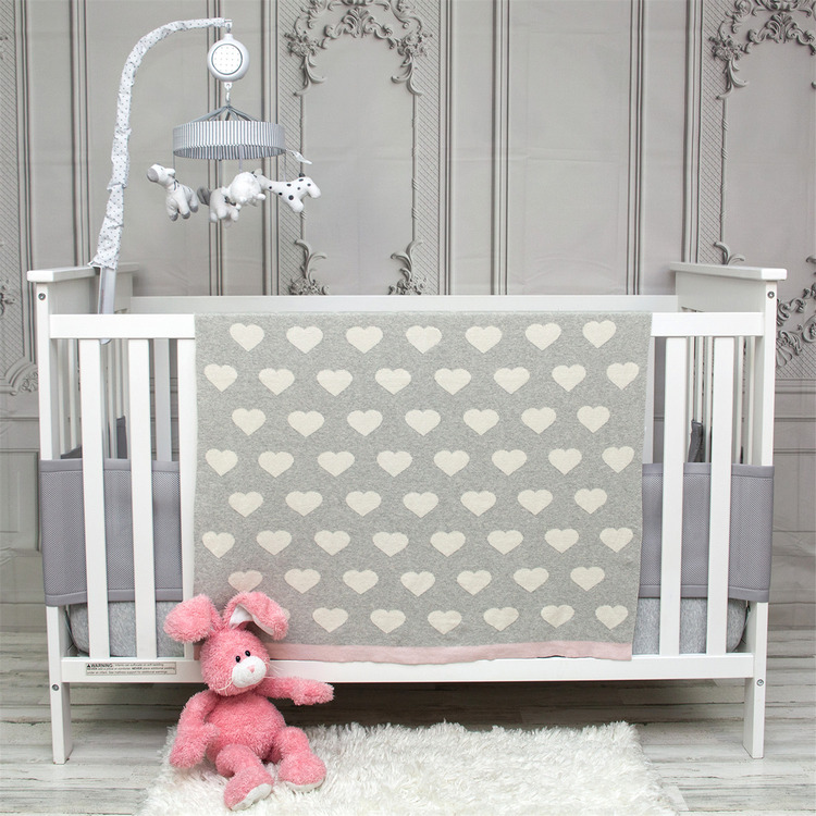 Parkland Collection Heartcloud Transitional Light Gray KNITTED 32" X 40" Baby Blanket image - 1