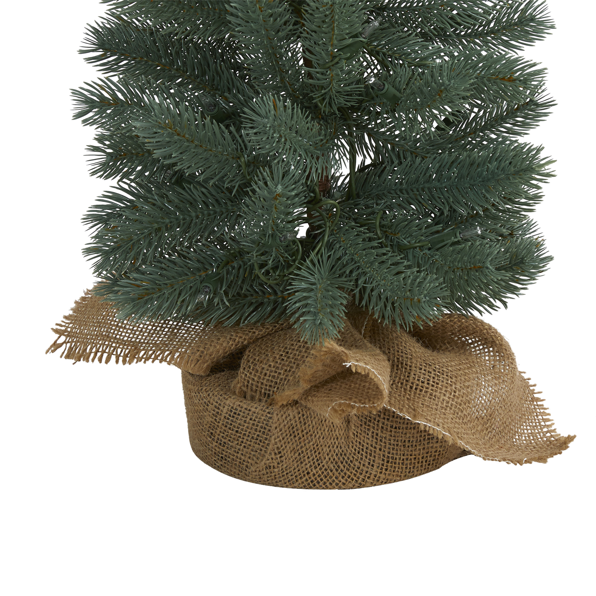 Nearly Natural 4ft. Green Pine Artificial Christmas Tree with 70 Warm White Lights Set in a Burlap Base - Image 8