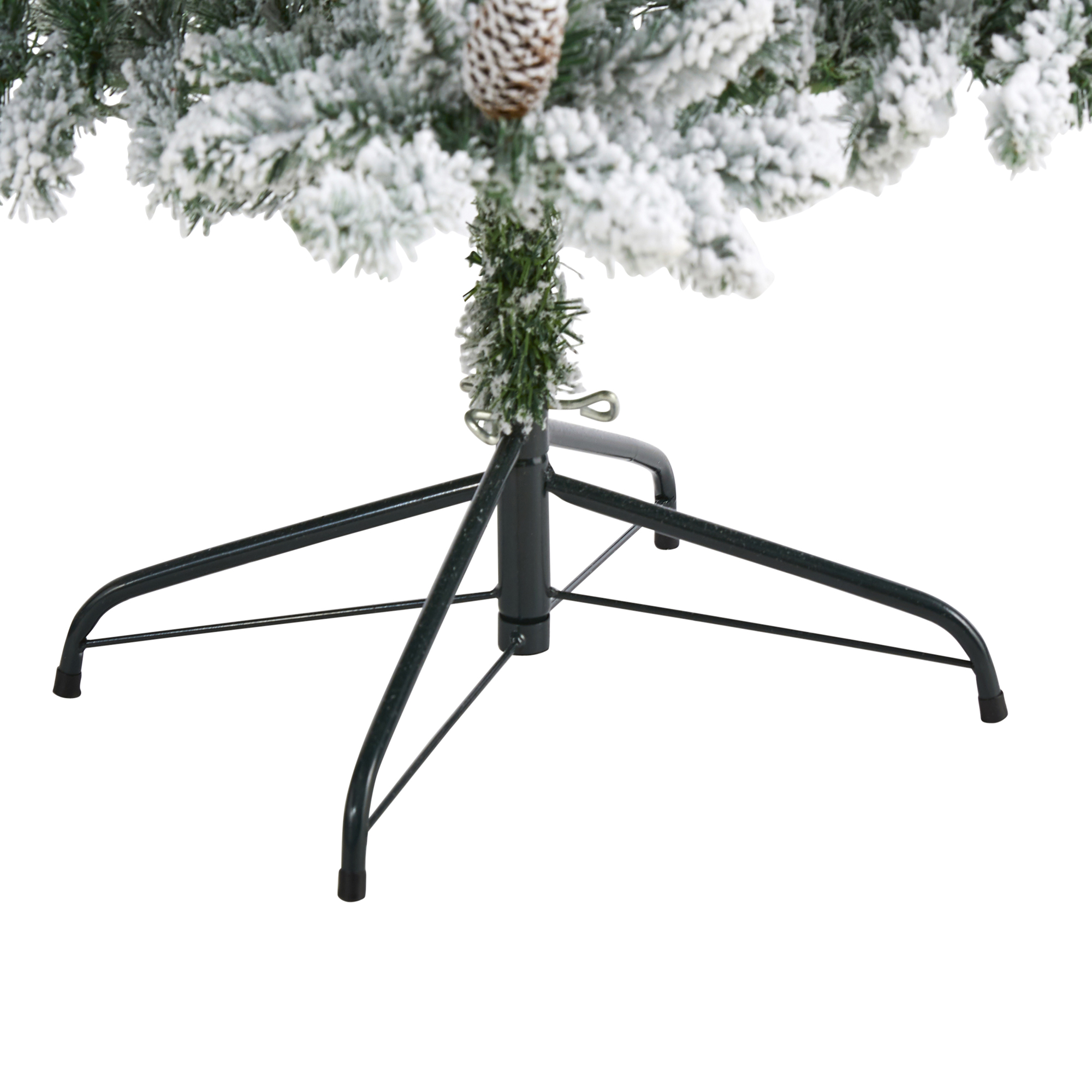 Nearly Natural 6ft. Flocked Livingston Fir Artificial Christmas Tree with Pine Cones and 300 Clear Warm LED Lights - Image 10