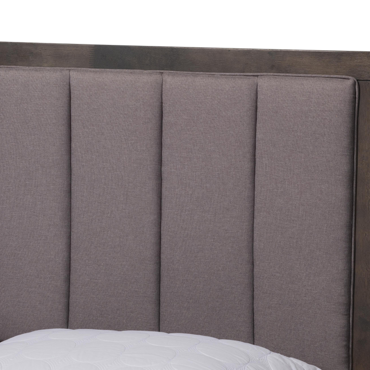 Baxton Studio Natasha Modern and Contemporary Grey Fabric Upholstered and Walnut Brown Finished Wood Queen Size Platform Canopy Bed - Image 11