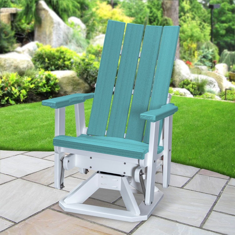 American Furniture Classics Model 410ARW Brandon Swivel Glider in Aruba Blue on a White Base image - 1