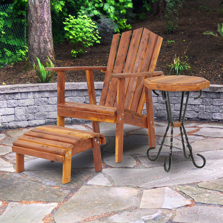 Solid US Cedar Adirondack Patio Furniture Set with Ottoman & End Table image - 1