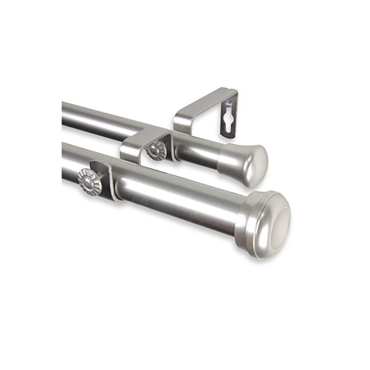 Rosen 1 inch Double Curtain Rod 28-48 Inch - Satin Nickel image - 1