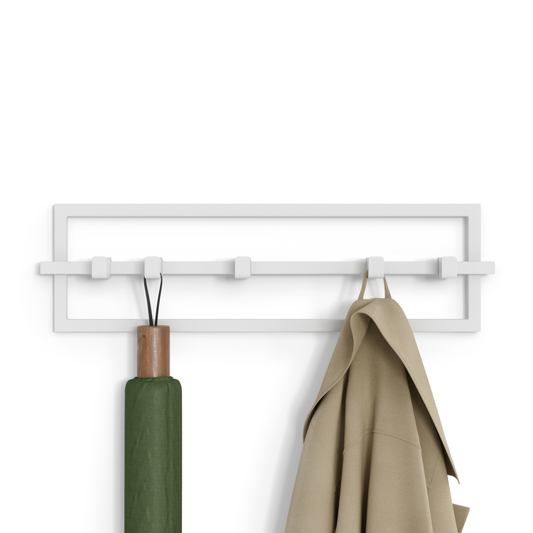 White 5 Hook Movable Storage Solution - Umbra image - 1