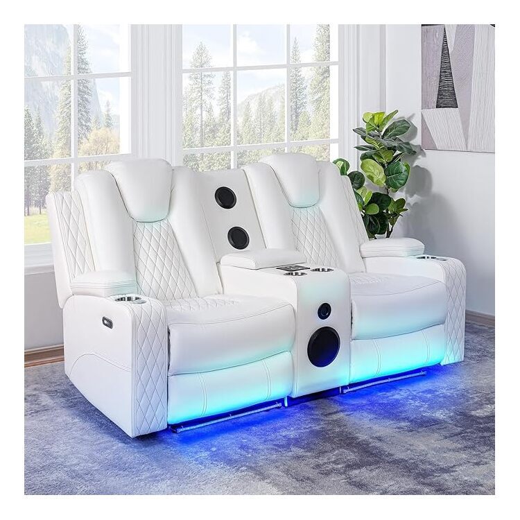 Movie Theater Loveseat Recliner with LED Lights & Speaker