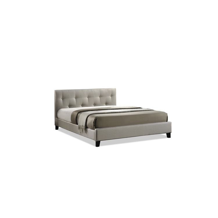 Baxton Studio Linen Modern Bed with Upholstered Headboard