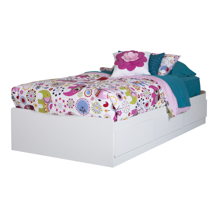 HomeStock Southwestern Style Mates Bed With 3 Drawers in White, Laminated Finish , Murphy Bed, Adjustable Bed, Daybed - 76.5"L x 40.5"W x 14.75"H image - 1