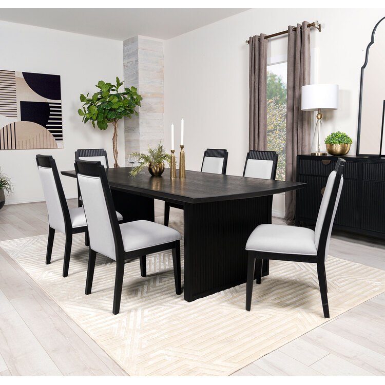 Coaster Brookmead 7-piece Extension Leaf Dining Table Set Black image - 1