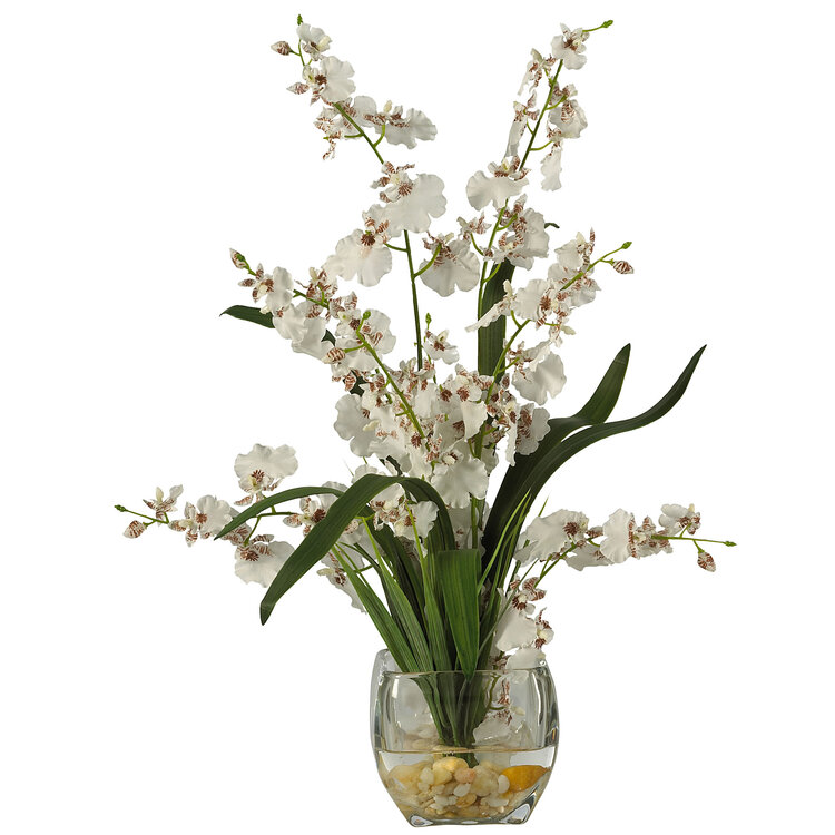 Nearly Natural Dancing Lady Orchid Liquid Illusion Silk Flower Arrangement image - 1