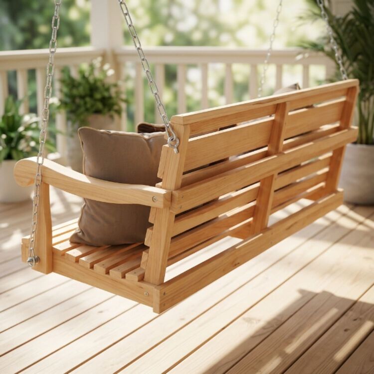 Hershy Way Classic Wooden Porch Swing - 5ft Cypress Grandpa Style