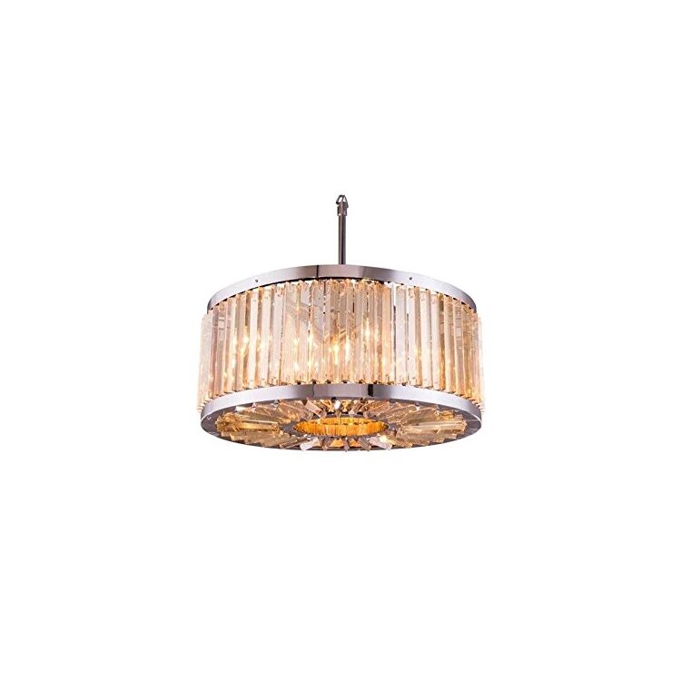 Polished Nickel 8 Light Chandelier Golden Teak Royal Cut Crystal image - 1