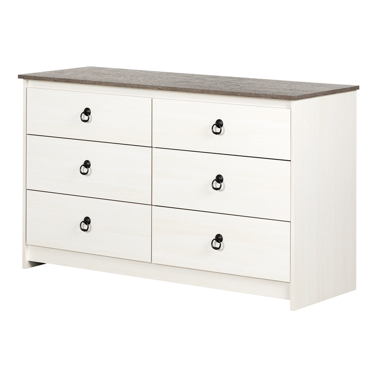 South Shore White Wash & Weathered Oak 6-Drawer Dresser image - 1