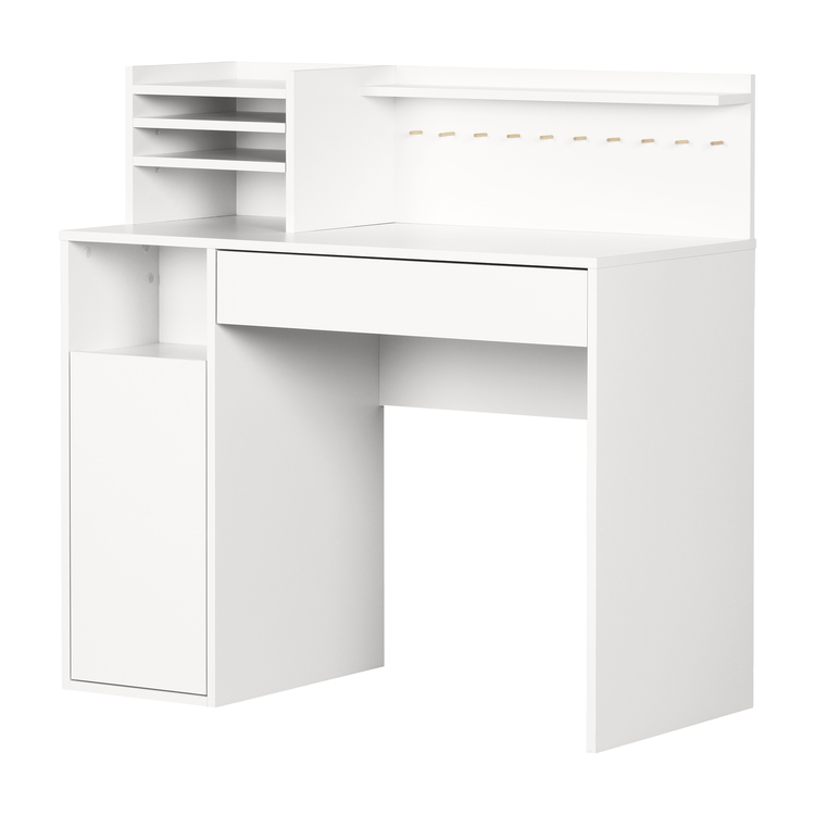 South Shore Craft Table with Hutch - Crea White image - 1