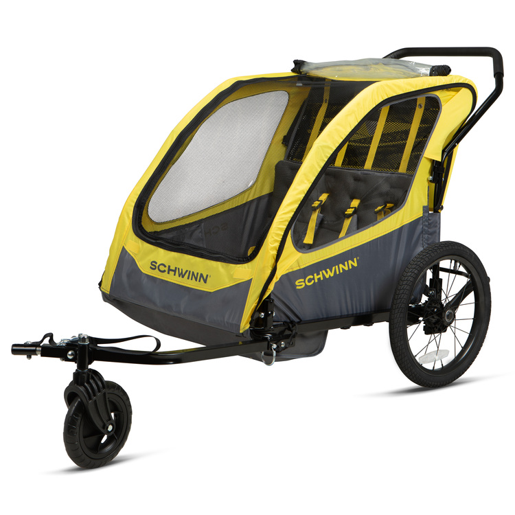 schwinn springbrook two-passenger bicycle trailer/stroller Trailblazer Double Child Bike Trailer, Max of 2 Children with Total Weight of 80 lbs., Canopy, 20-Inch Air-Filled Tires, Red : Sports & Outdoors Schwinn Willow River Double Trailer