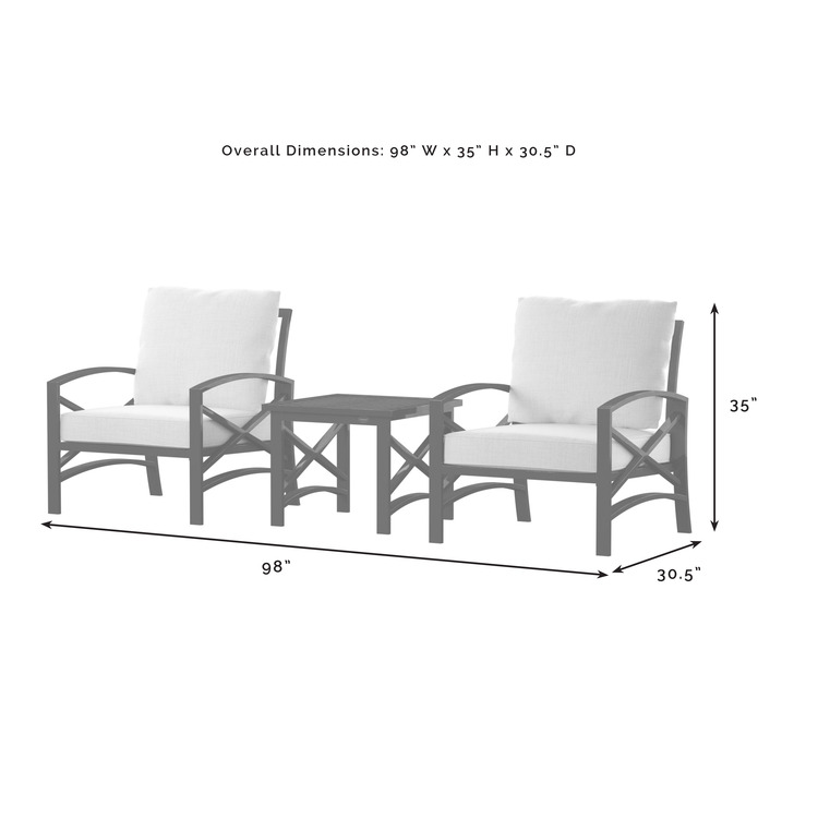 Crosley Kaplan 3Pc Outdoor Metal Armchair Set - OJCommerce.com