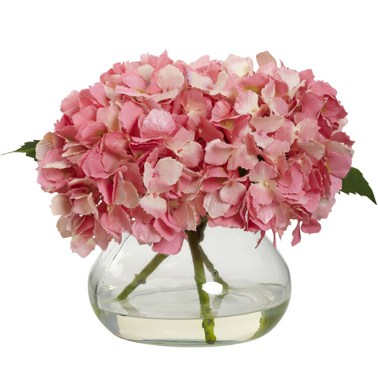 Nearly Natural Blooming Hydrangea with Vase image - 1