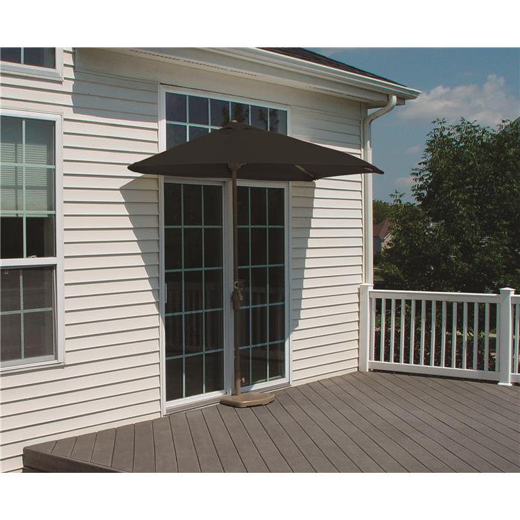 9 ft off the wall patio umbrella 9' Octagon Pulley Premier Supporting the canopy is an aluminum pole finished in bronze WestinTrends 9 ft Outdoor Patio