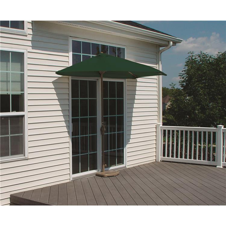 TERRACE MATES VILLA Premium Table Set w/ 9'-Wide OFF-THE-WALL BRELLA - Green SolarVista Canopy image - 1