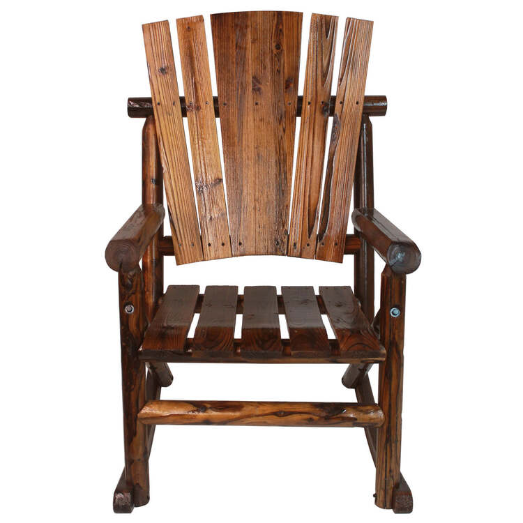 Rustic Chared Wood Rocking Chair Outdoor Seating - Leigh Country - Image 2