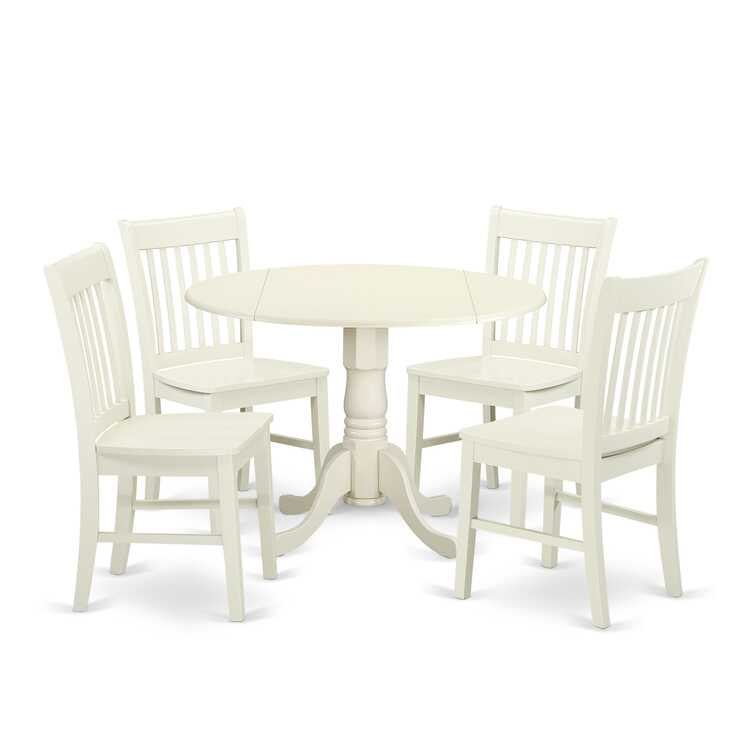 5 Piece Dining Set - Linen White Table & 4 Chairs - OJCommerce.com