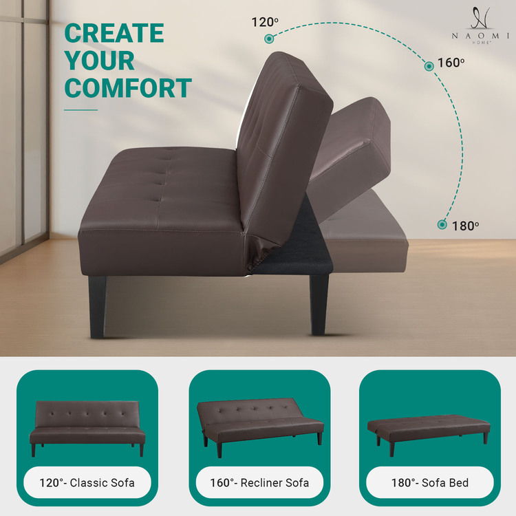 Naomi Home Button Tufted Futon Sofa Bed for Living Room