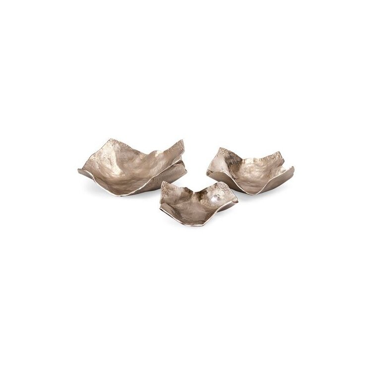 Imax Wavy Trays - Decorative Metal Bowls - Set of 3 image - 1