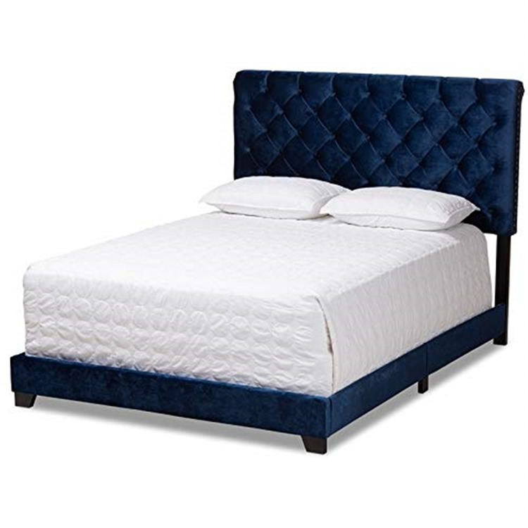 Velvet Upholstered Full Size Bed Furniture Headboard and Slat Set - WholeSale Interiors image - 1
