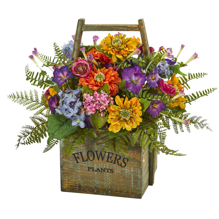 Floral Arrangement in Wood Basket
