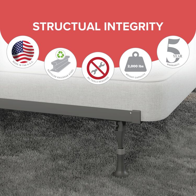 Hollywood Bed Frames Adjustable Bed Frame - Steel Platform Bed with Headboard Brackets - Image 11