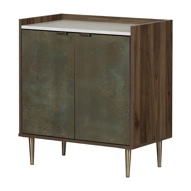 South Shore 2-Door Storage Cabinet Natural Walnut and Oxide Brown Hype image - 1