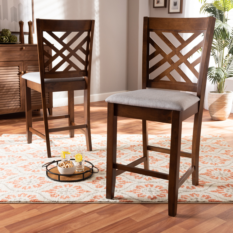 Caron Modern Contemporary 2-Piece Wood Counter Height Pub Chair Set