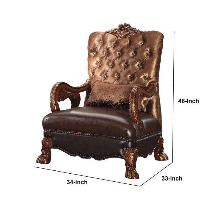 Benjara Jane 34 Inch Wide Rich Velvet Carved Accent Chair, Dark Brown ...