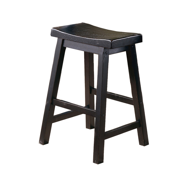Benzara Wooden 24" Counter Height Stool with Saddle Seat