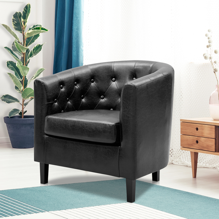 Faux Leather Tufted Accent Chair