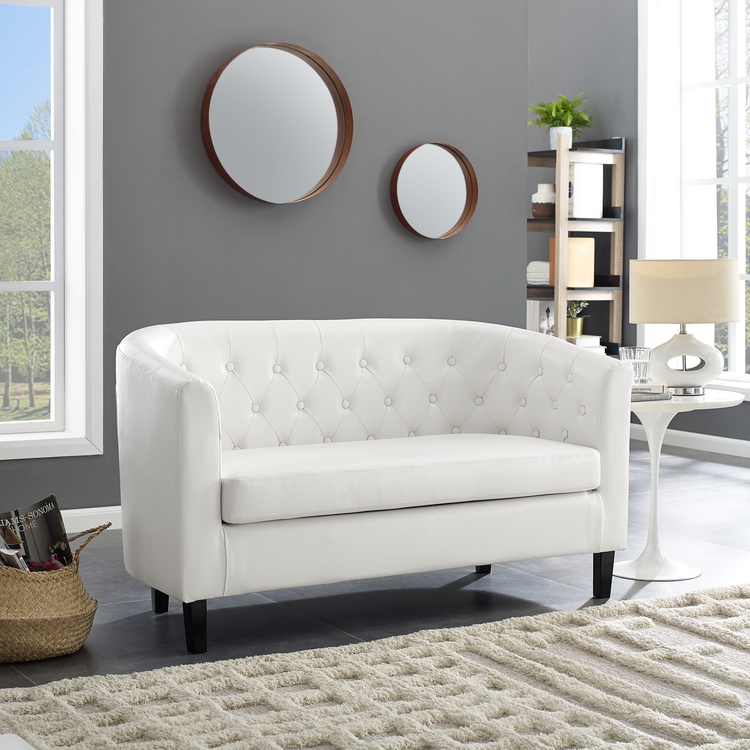 Naomi Home Emma Button Tufted Faux Leather Loveseat image - 1