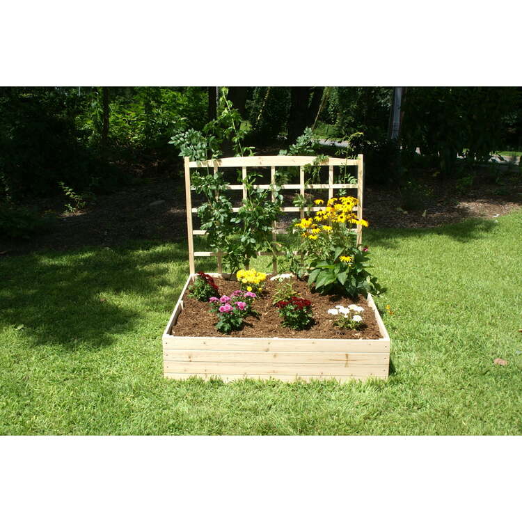Eden Raised Garden Bed with Trellis - 4x4ft Wooden Planter Box