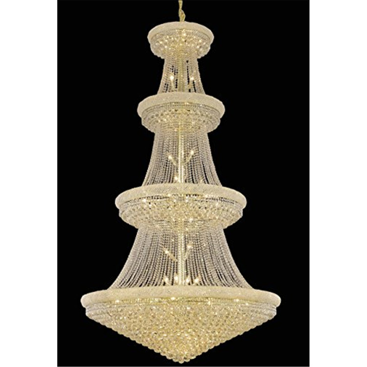 48-Light Gold Chandelier Clear Royal Cut Crystal Lighting Fixtures image - 1
