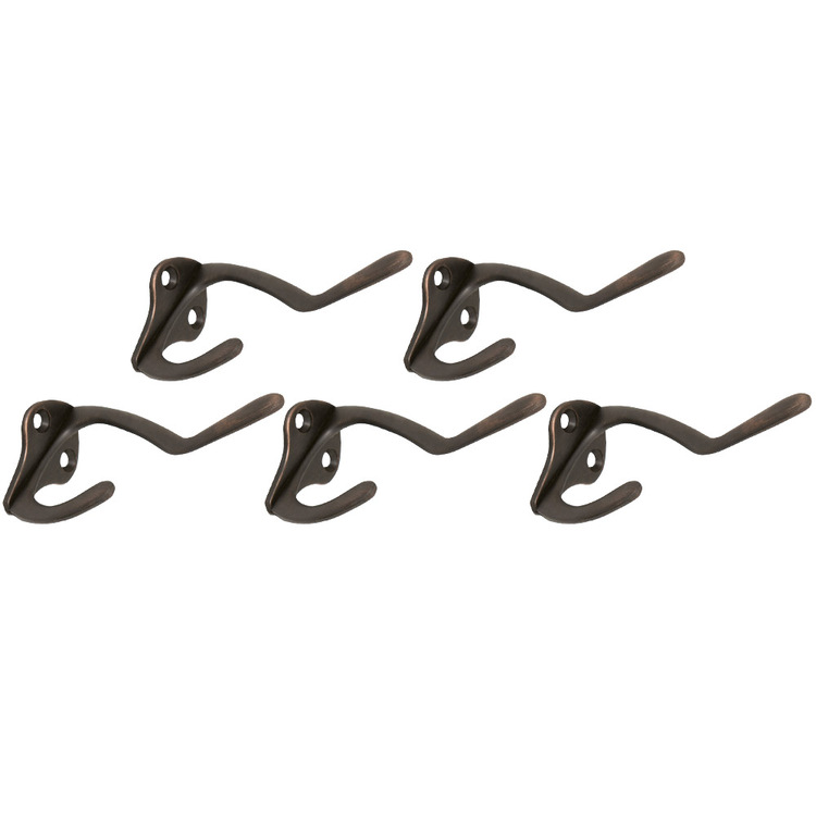 Design House 181966 Double Hat and Coat Hook Oil Rubbed Bronze 5-Pack image - 1