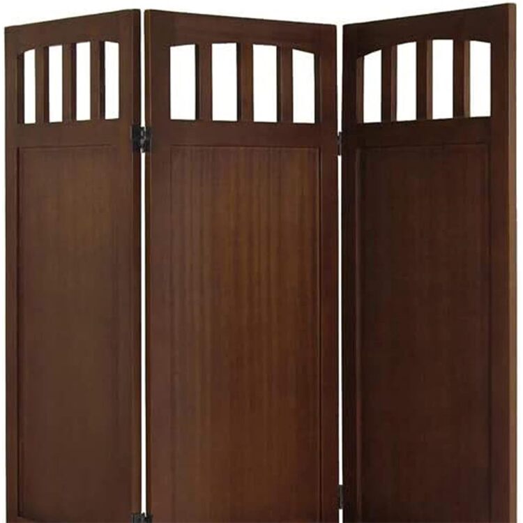 Dark Wood Walnut Room Divider 3-Panel Folding Screen - Winsome Wood - Image 2