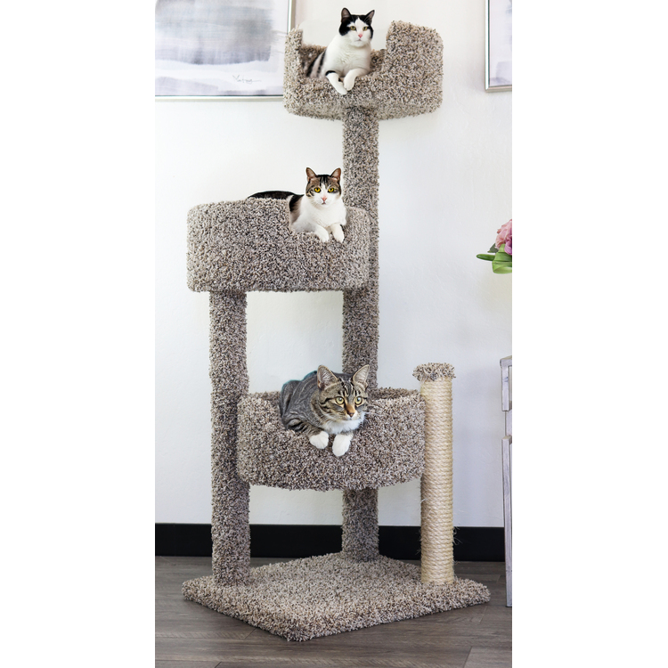 New Cat Condos Real Wood and Carpeted Tree, Deluxe Cat Tree Tower