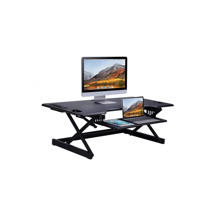 Rocelco Inc. Adjustable Standing Desk Converter with Dual Monitor Mount - Image 3