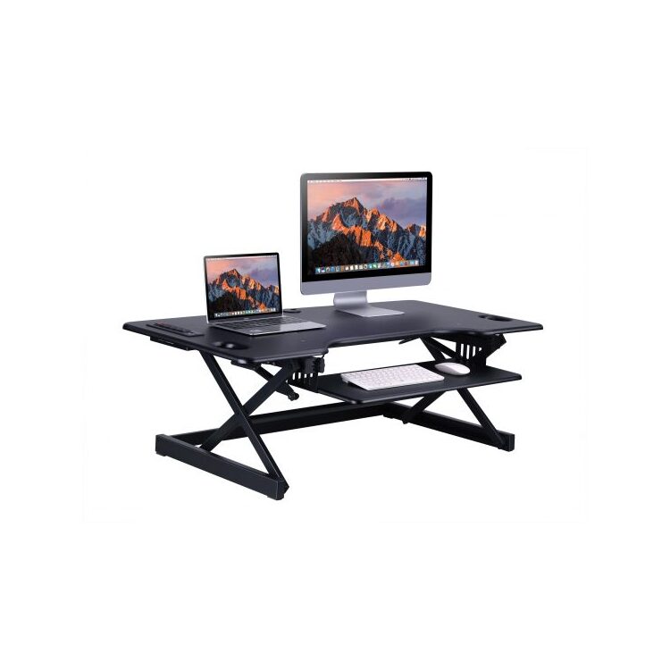 Rocelco Inc. Adjustable Standing Desk Converter with Dual Monitor Mount - Image 5