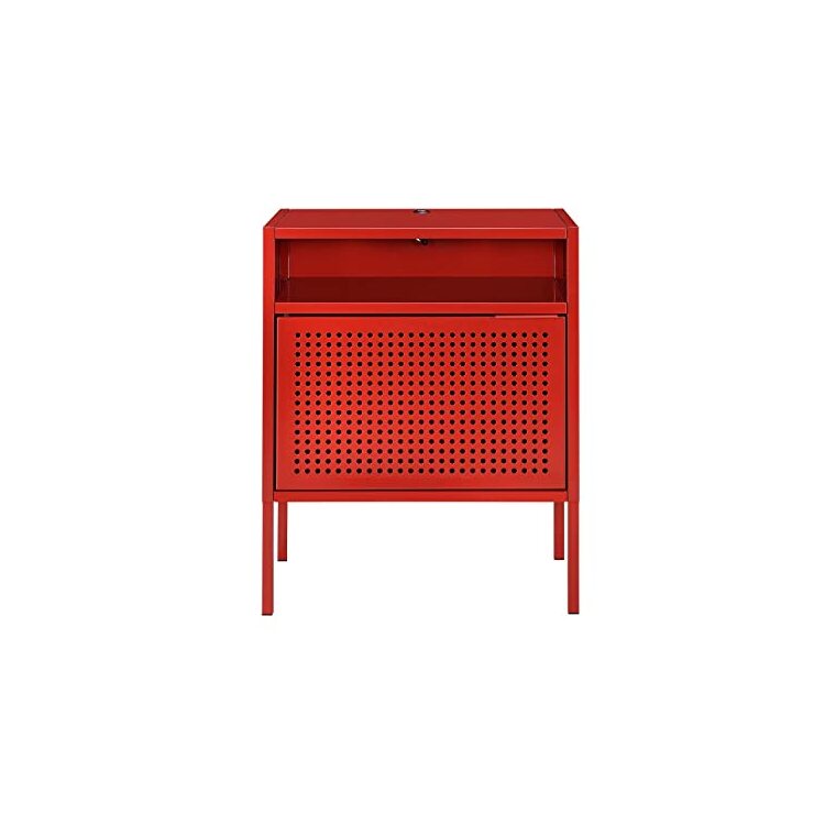 Picket House Red Nightstand with USB Port - Gemma Accent Table - Image 3