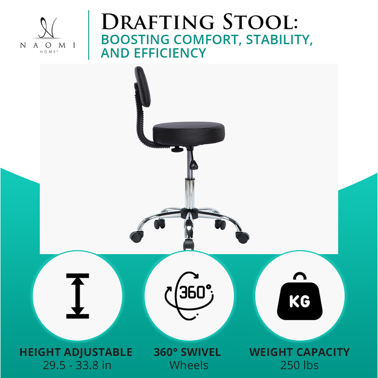Naomi Home Mara Adjustable Height Drafting Stool