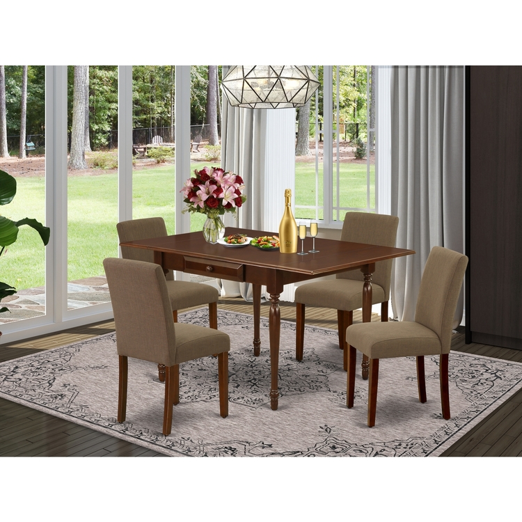 5 Piece Dining Set - Rectangle Table & 4 Linen Chairs - OJCommerce.com