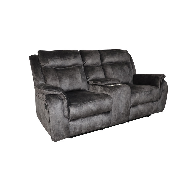 New Classic Furniture Park City 2 Piece Motion Upholstery Set-Dual Reclining Sofa And Console Loveseat, Gray image - 1