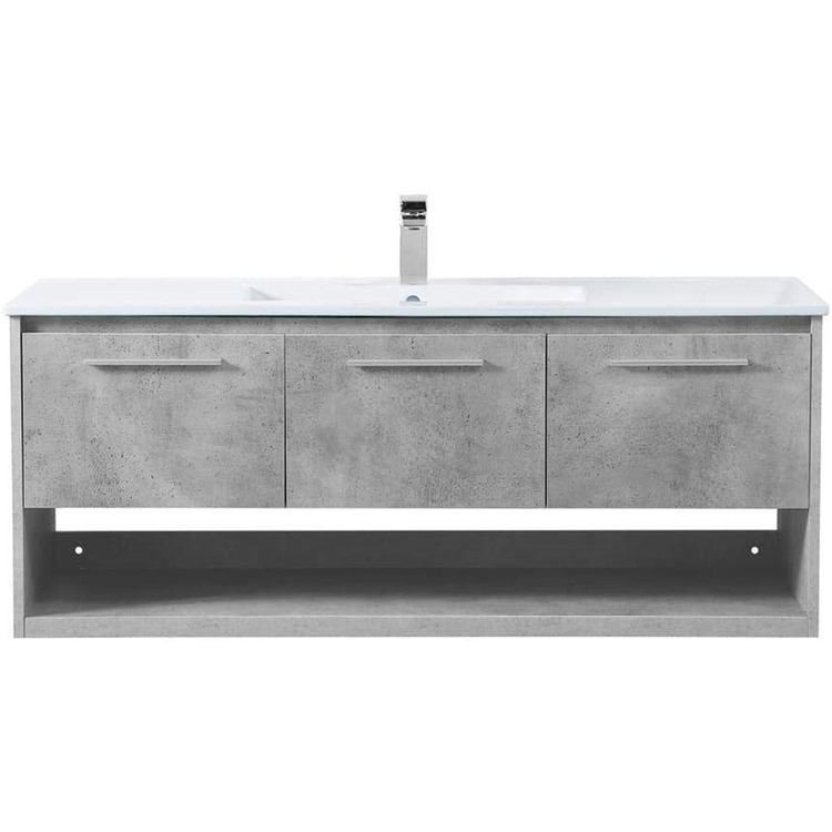 Elegant Decor 48 inch Single Bathroom Floating Vanity in Concrete Grey image - 1