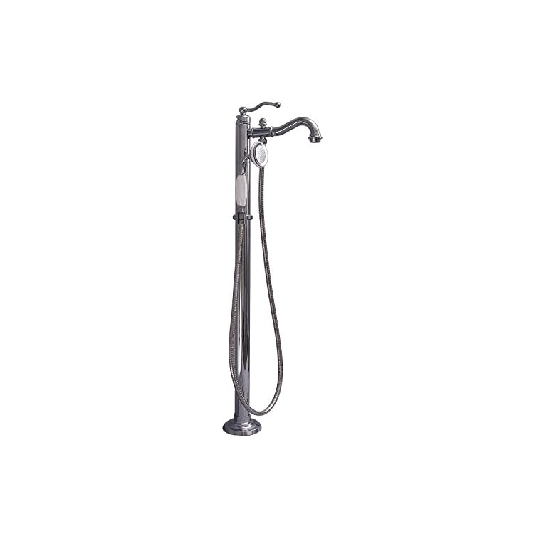 Freestanding Tub Filler Polished Nickel Ceramic Disc Operation - Barclay Products - Image 3