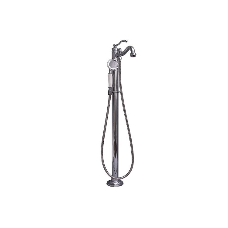 Freestanding Tub Filler Polished Nickel Ceramic Disc Operation - Barclay Products - Image 4