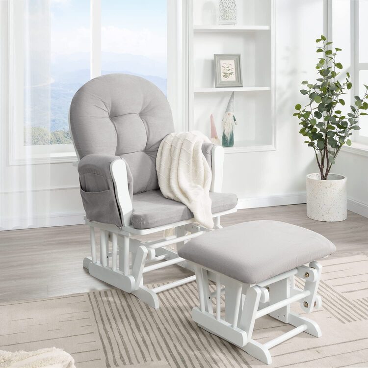 Finish: White Cushion Color: Gray